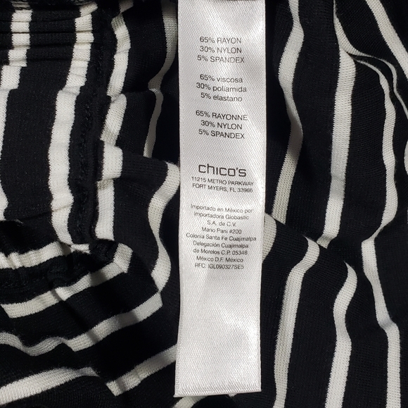 Chicos Black White Striped Jacket Size 0 US 4 SMALL Full Zip Belted Lightweight - Picture 11 of 14